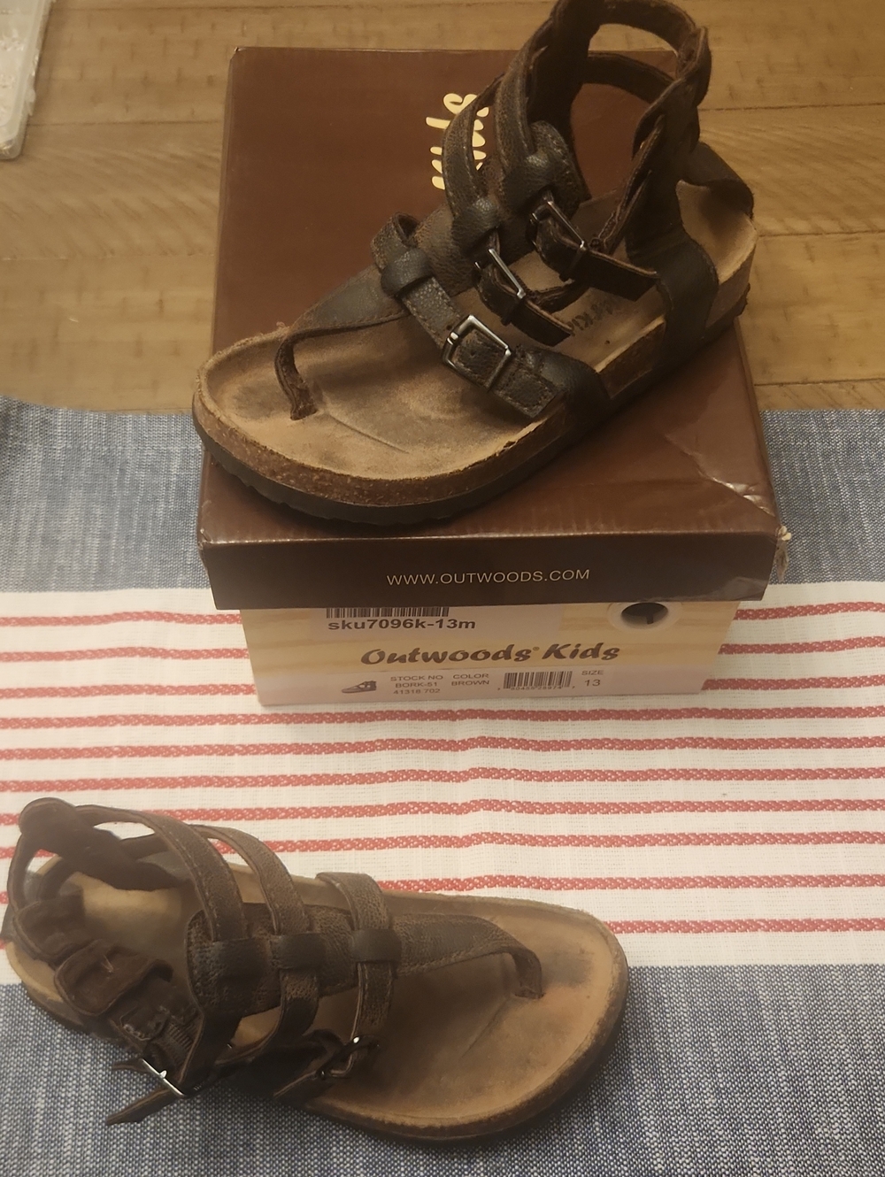 EUC Outwoods Kids Brown Gladiator Sandals with Buckles